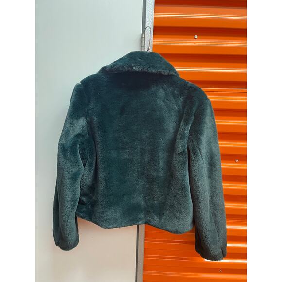 Express - Teal Green Faux Fur Coat / size M Petite / NWOT - Picture 4 of 10
